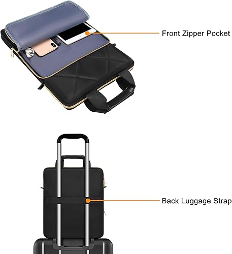 Miniatura 3 de MOSISO Vertical Laptop Shoulder Bag,Computer Bag,Rhombus Quilted Messenger Bag with Front Pocket&Handle&Belt