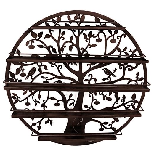Sorbus® Wall Mounted 5 Tier Nail Polish Rack Holder - Tree Silhouette Round Metal Salon Wall Art Display (Bronze)