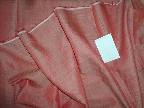 Miniatura 5 de TWO Tone Coral x Cream Color Linen Fabric 54" wide Linen
