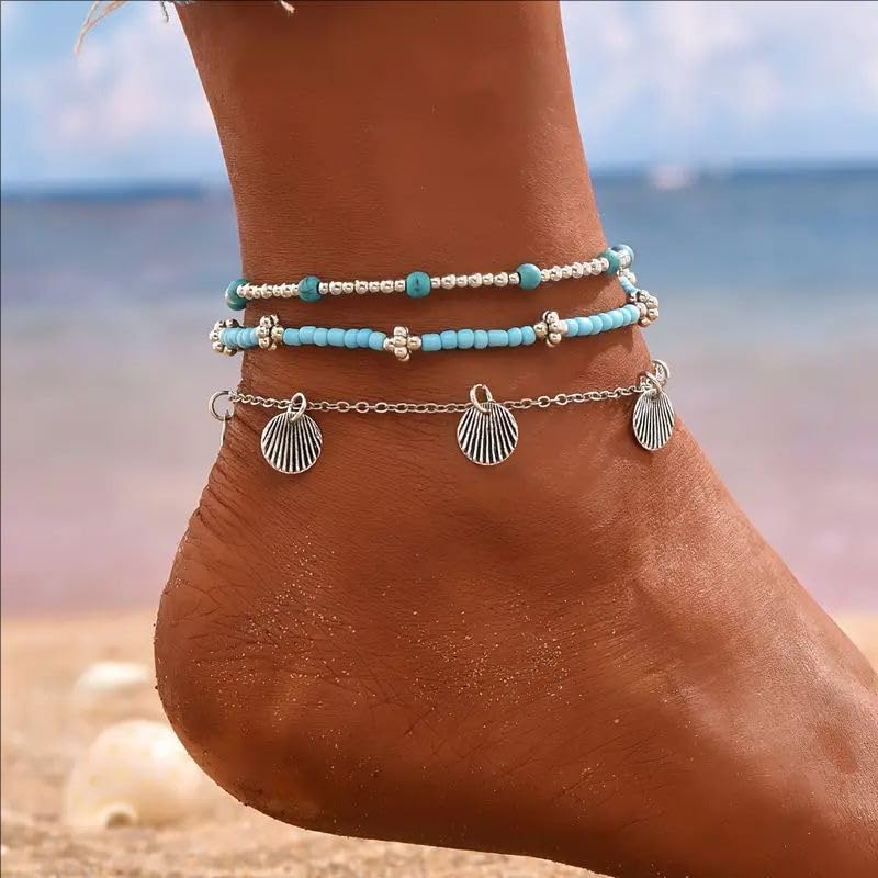 Image of Layered Butterfly Anklet for Women Charms Butterfly Gold Plate Silver Plate Rhinestone Cuban Anklets Adjustable Anklet for Summer Beach