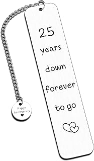 25 Year Anniversary Silver Gifts for Him/Her, 25th Wedding Anniversary for Wife Husband - Silver Anniversary Bookmark for Women Men Couples