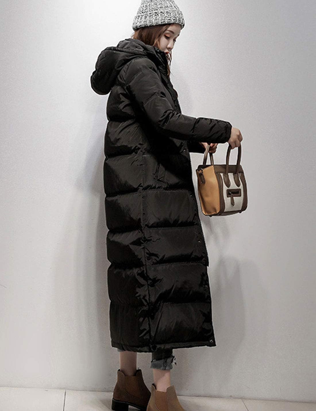 Flygo Women's Winter Maxi Removeble Hooded Long Down Jacket Parka Coat