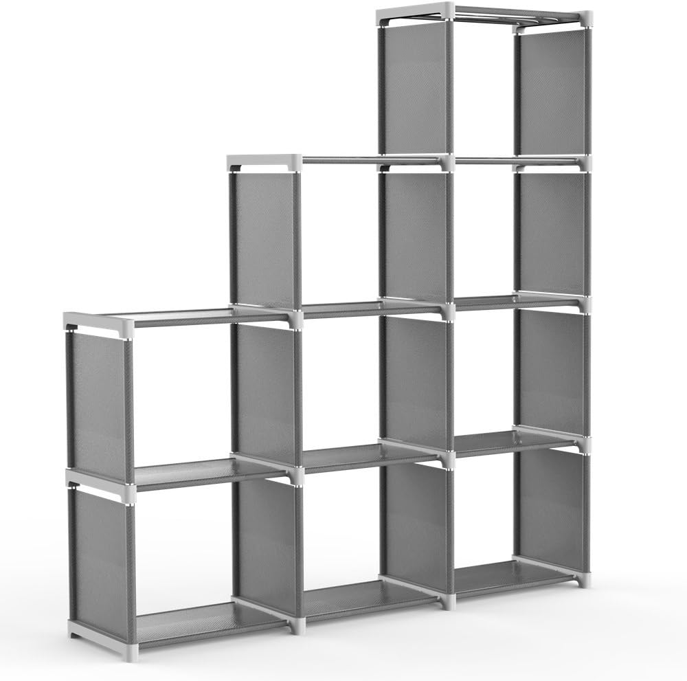 Jollyoner 3-Tier Storage Cube Closet Organizer Shelf, DIY 6-Cube Bookcase Cabinet Without Doors for Bedroom, Living Room and Office (9-Cube)