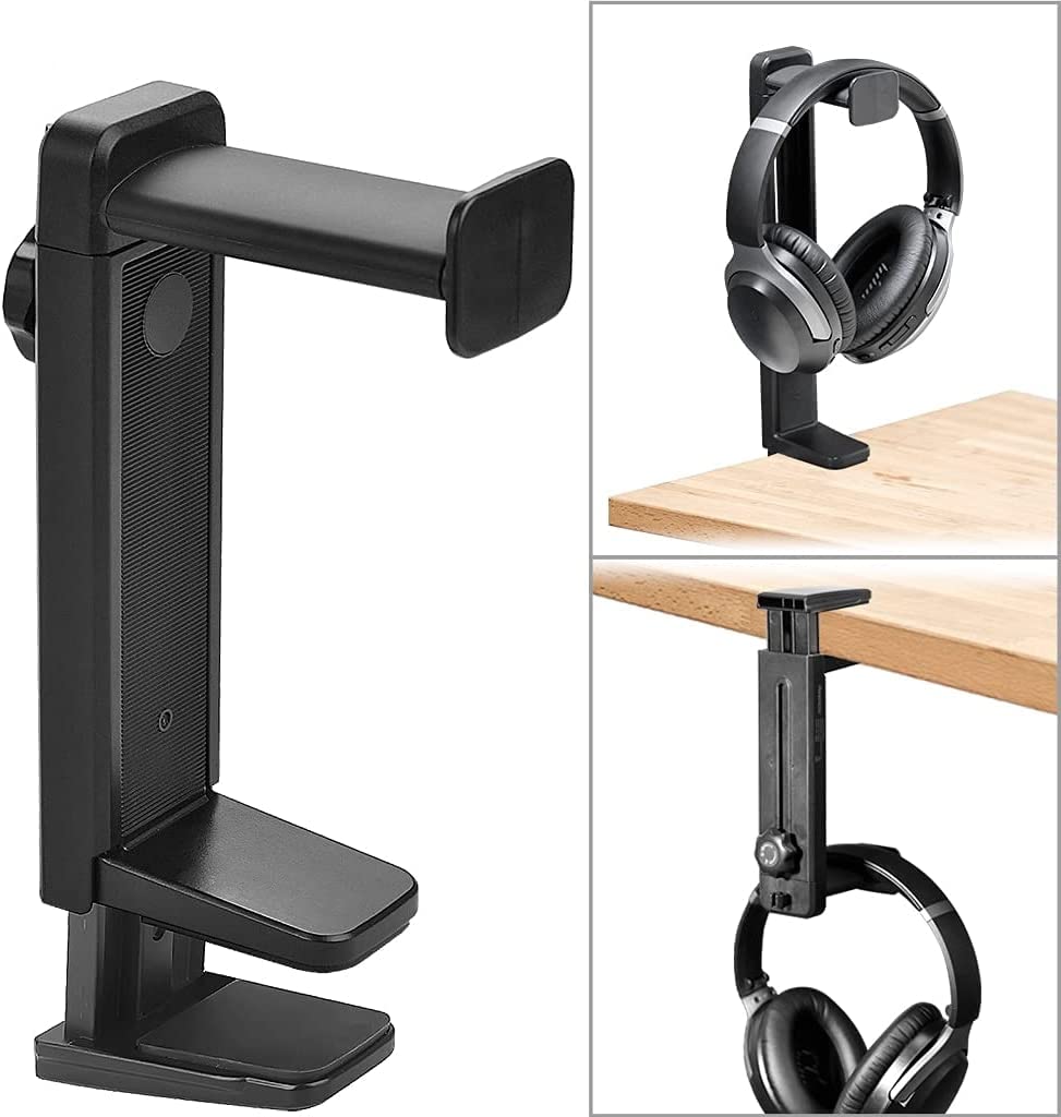 Gaming Accessori Supporto per Cuffie Girevole A 360 Gradi 2 in 1, Supporto per Cuffie da Gioco sopra E sotto La Scrivania Supporto per Cuffie con Gancio Stand Over-Ear da Gioco