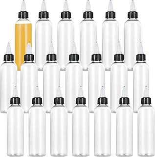 20PCS 8.5oz Clear Dispensing Bottles, Plastic Squeeze Bottles with Twist Top Caps for Oils Inks Liquids, Household Round Squeeze Bottles for Crafts Kitchen Food Making