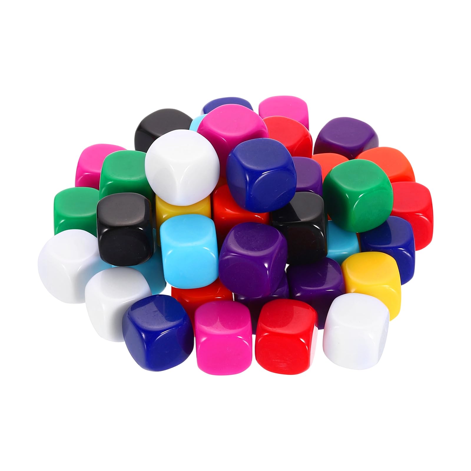 sourcing map Lot de 100 dés vierges arrondis à six faces en acrylique avec surface lisse pour jeux de société, loisirs créatifs, 10 couleurs 20 mm / 0.8in