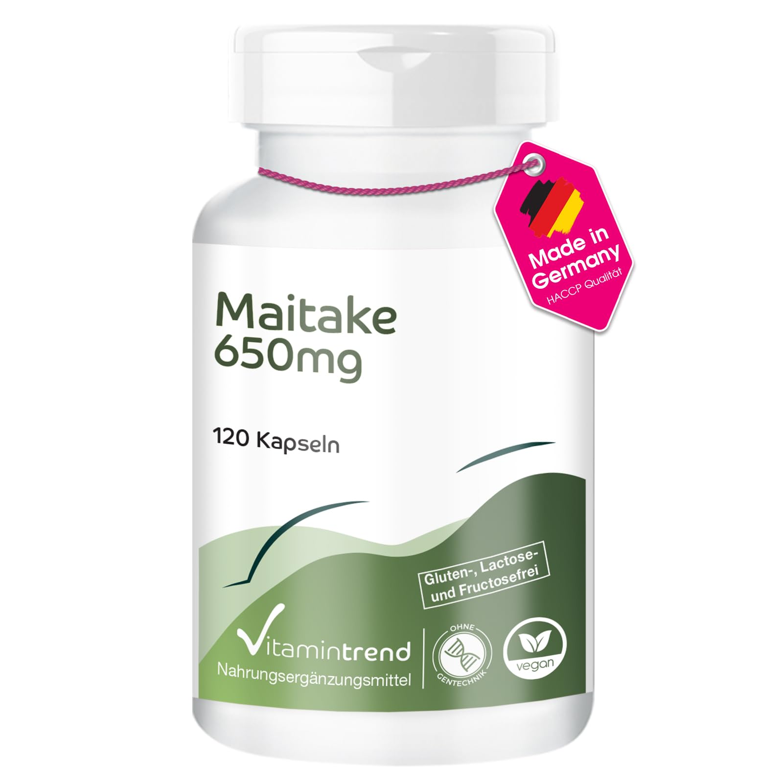 Vitamintrend Polvere di Maitake 650 mg, 120 capsule, ad alto dosaggio, adattogeno, integratore alimentare vegano senza stearato di magnesio, prodotto in Germania