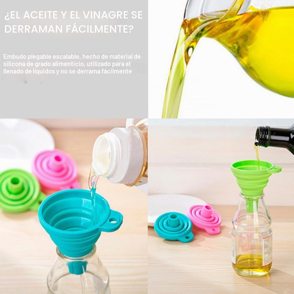 Juego de 3 Embudos Plegables - Embudo Plegable de Silicona Embudo Cocina Gadget Embudos para Cocina para Transferencia de Líquido(Pequeño/Mediano/Grande)