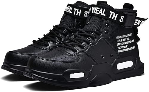 Vista 5 de Ahico - Zapatillas deportivas de moda para hombre, con parte superior alta, para caminar, estilo deportivo, zapato casual elegante para hombre