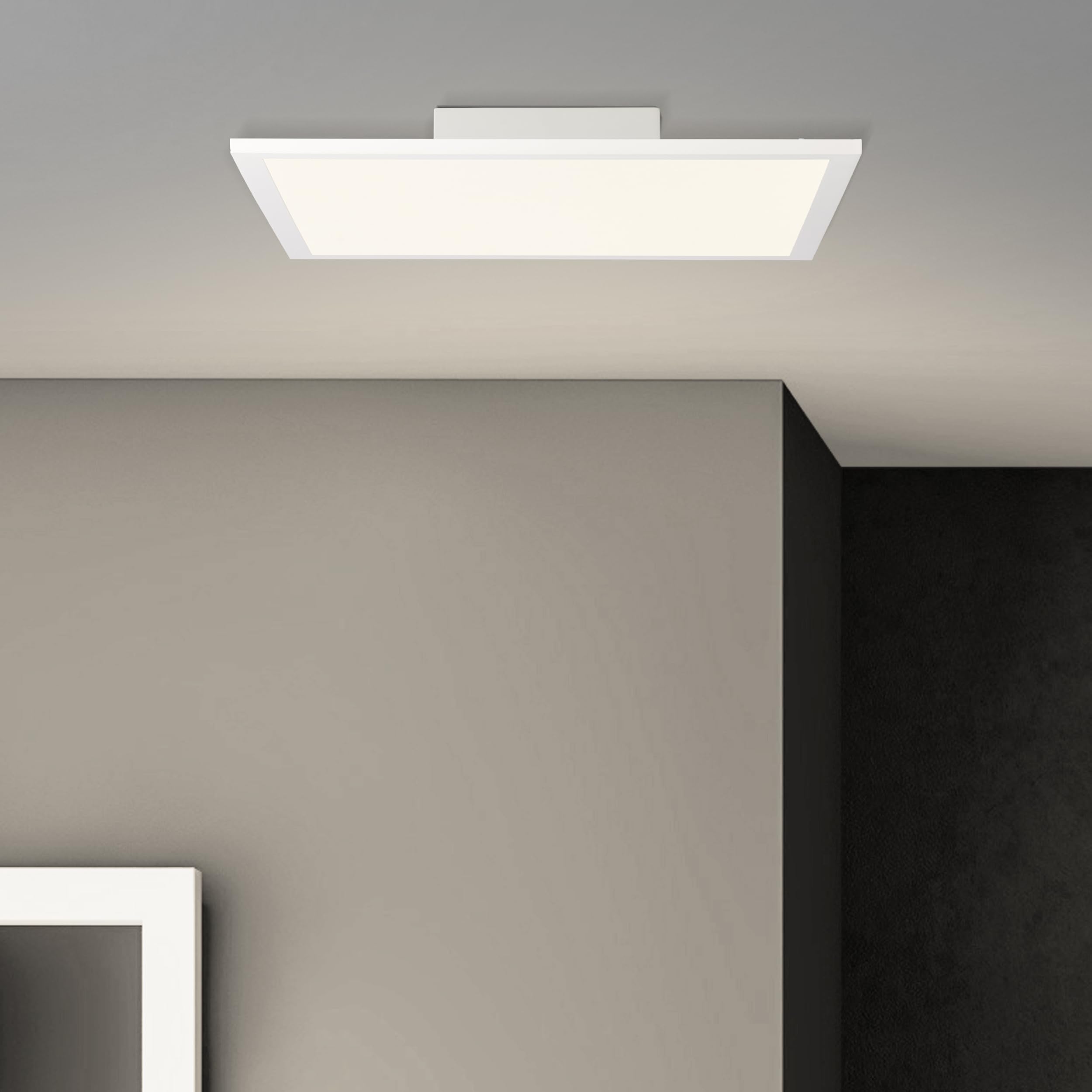 Lightbox Plafoniera a pannello LED plafoniera, luce bianca calda, 40 x 40 cm, 24 Watt, 2400 Lumen, 2700 Kelvin, metallo/plastica, bianco