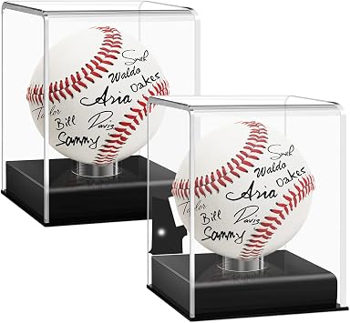 Baseball Display Case, UV Protected Acrylic Cube, Clear Case for Memorabilia and Autographed Balls 2 PC