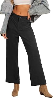 TZLDN Cordhose Damen Herbst Weites Bein Hosen mit Taschen Knöpfen Elegante Tweed Cord Locker Samthose Freizeithose Stoffhose Lederhose Business Casual