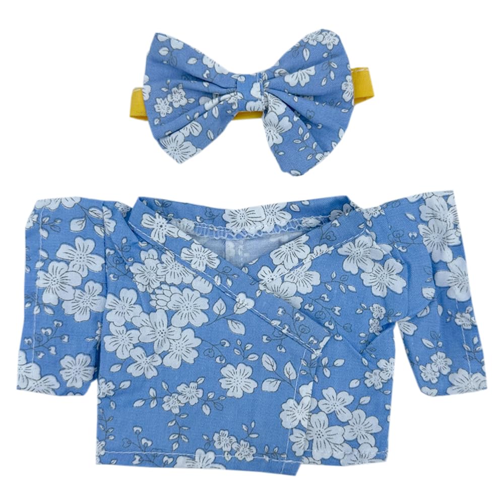 niannyyhouse 10cm 20cm Plush Doll Clothes Belt Kimono Yukata Sets Doll Dress Up (Blue-20cm)