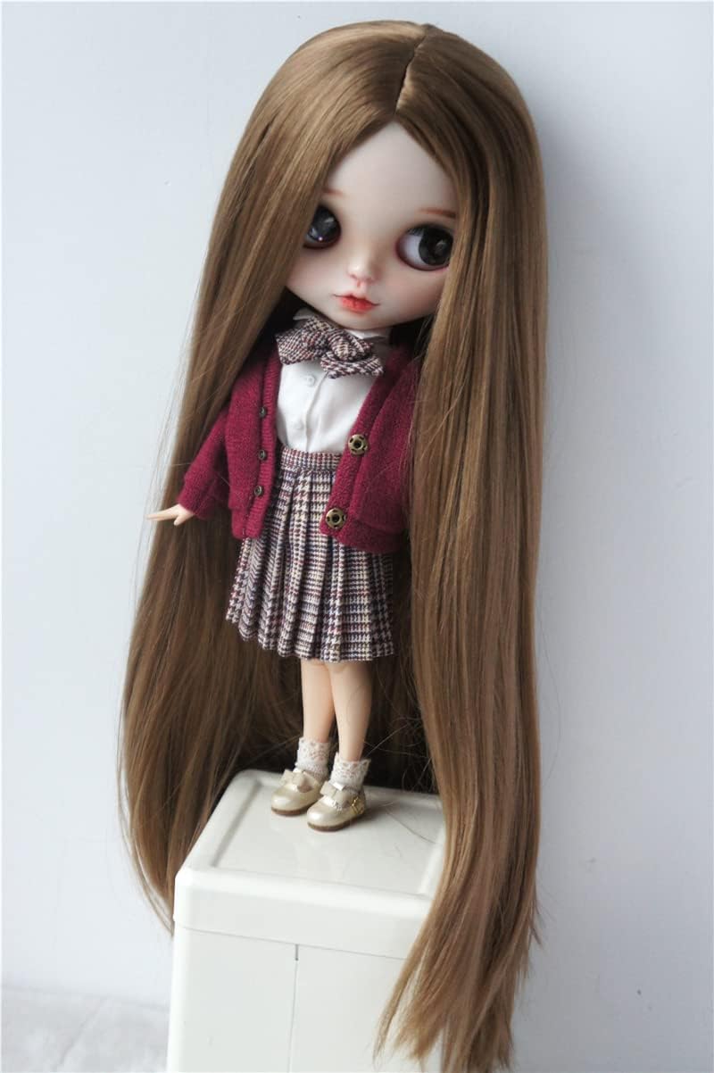 Jusuns Doll Wigs JD016 10-11inch 26-28CM Long Parting Forest Straight Synthetic Mohair Blythes Doll Wigs (10-11inch, Brown)