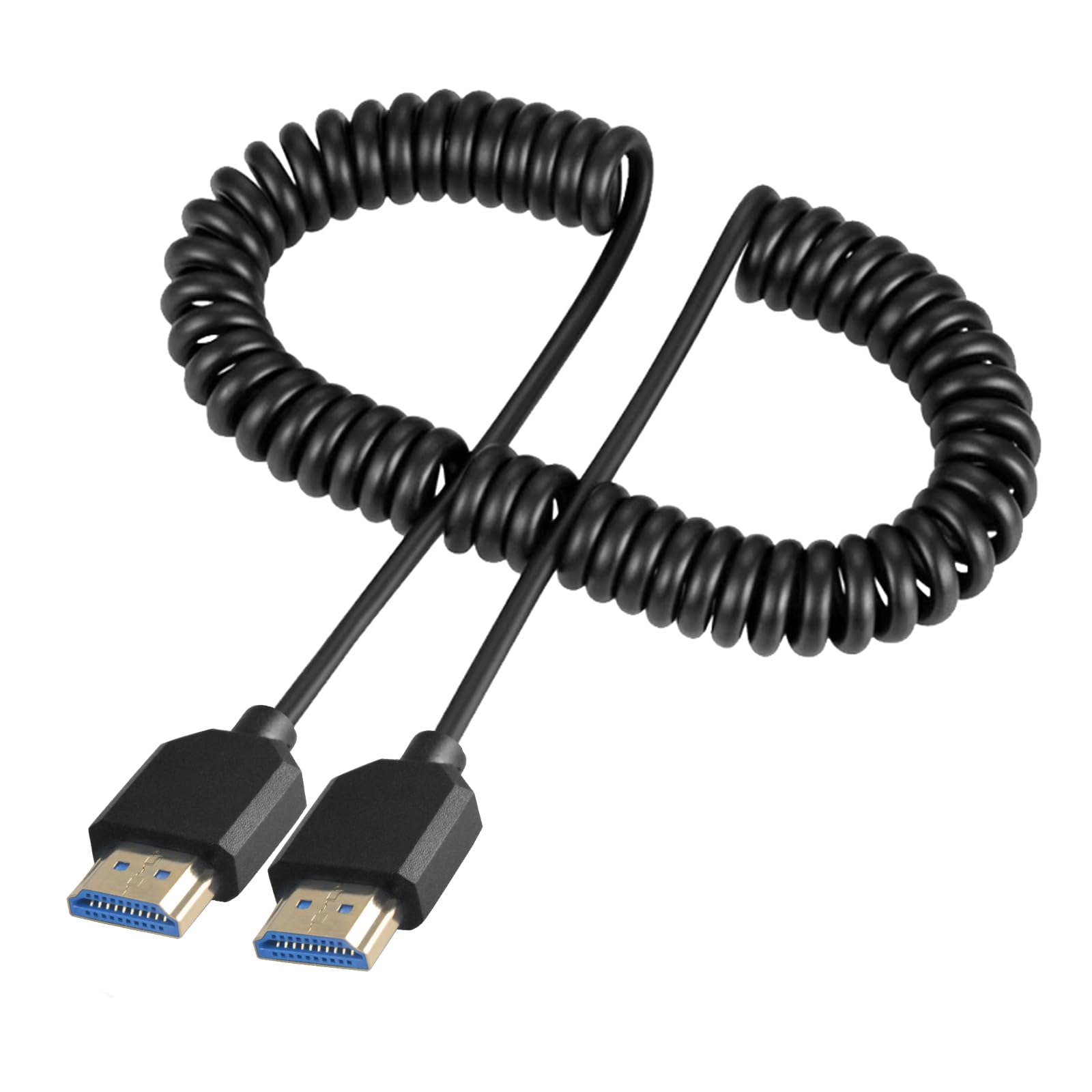 Danfetsoy 8K HDMI Coiled Cable 3Ft- 6Ft, HDMI Male to Male Coiled Cable 48Gbps Supports 8K@60Hz, 4K@120Hz Suitable for Monitor, Laptop, PC, TV (1.8m/6.6feet)