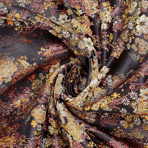 MAYJOYDIY 1.1Yards Black Floral Fabric 29.3in Wide...