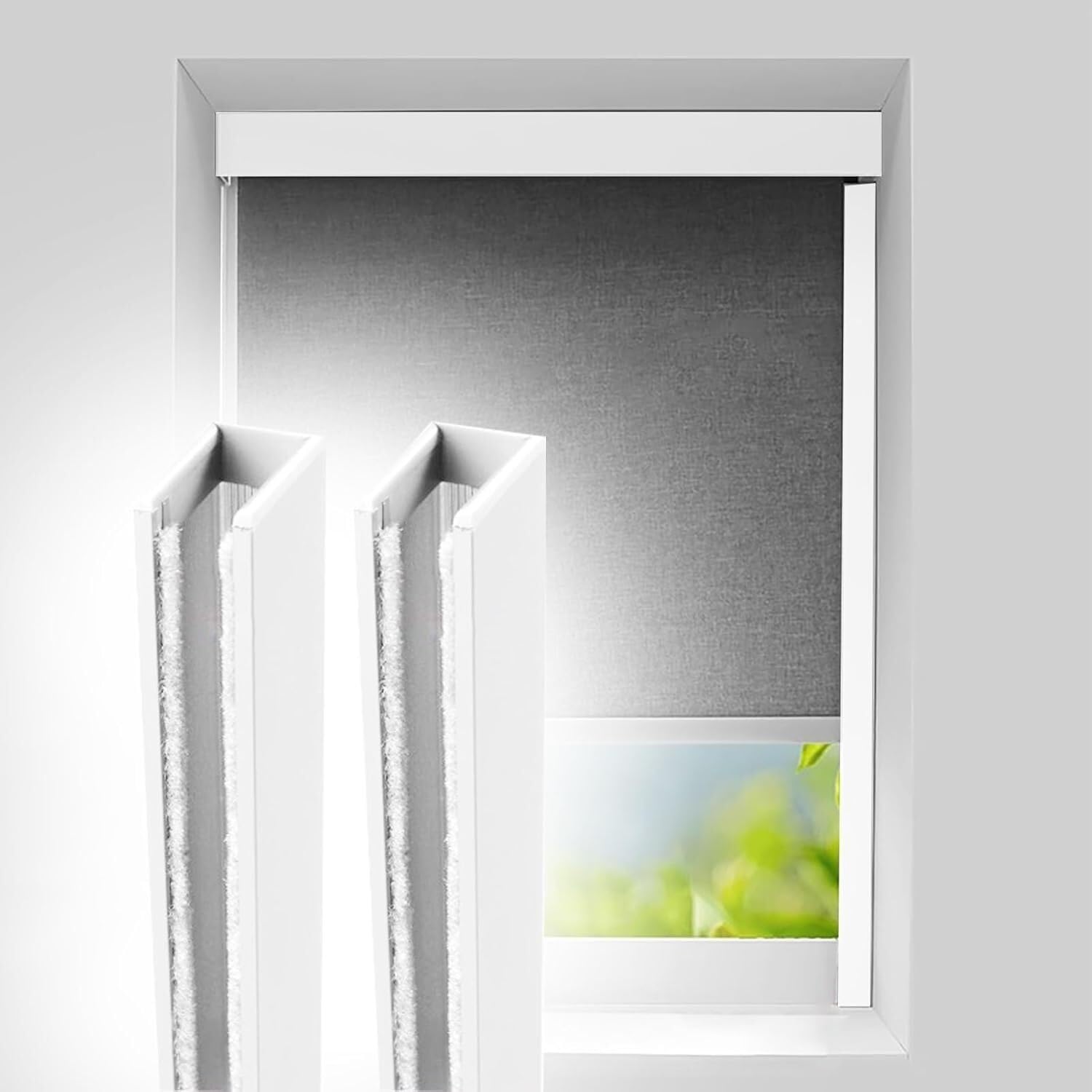 JvFbjLF Custom-length U-shaped Aluminium Alloy Light-blocking Strips For The Sides Of Blinds(White 2pcs,85cm/33.5inch)