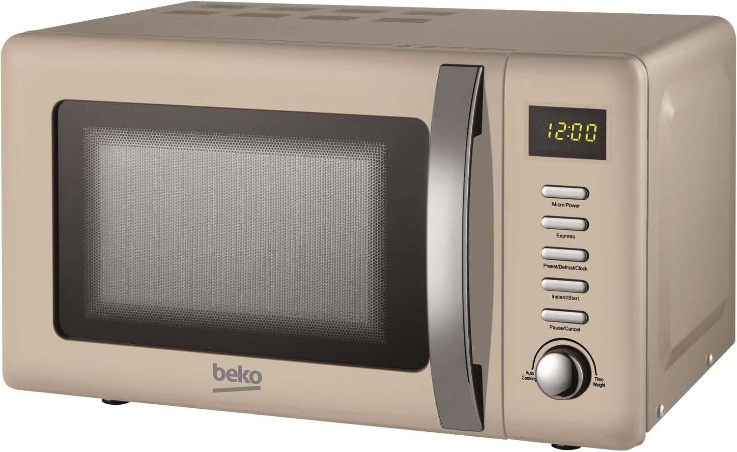 Beko Solo Retro Microwave MOC20200C |Retro Cream Design | 20L Capacity| 800W Power | Includes Auto-Cook Menu, Defrost Function & Digital Programmer