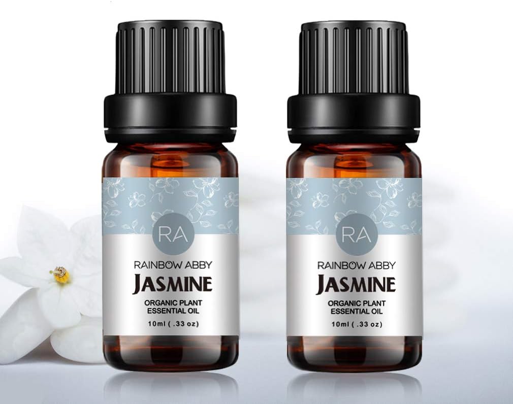 2 Bottles Jasmine Essential Oils 100% Pure Aromatherapy Oil for Soaps, Candles, Massage, Skin Care, Perfumes - 2 x 10ml