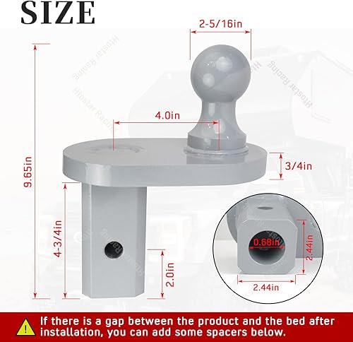 Miniatura 2 de Extensor de bola de enganche de remolque de cuello de cisne de 4 pulgadas para 2-516 pulgadas, compatible con agujeros de 2-12 compatible con B y W