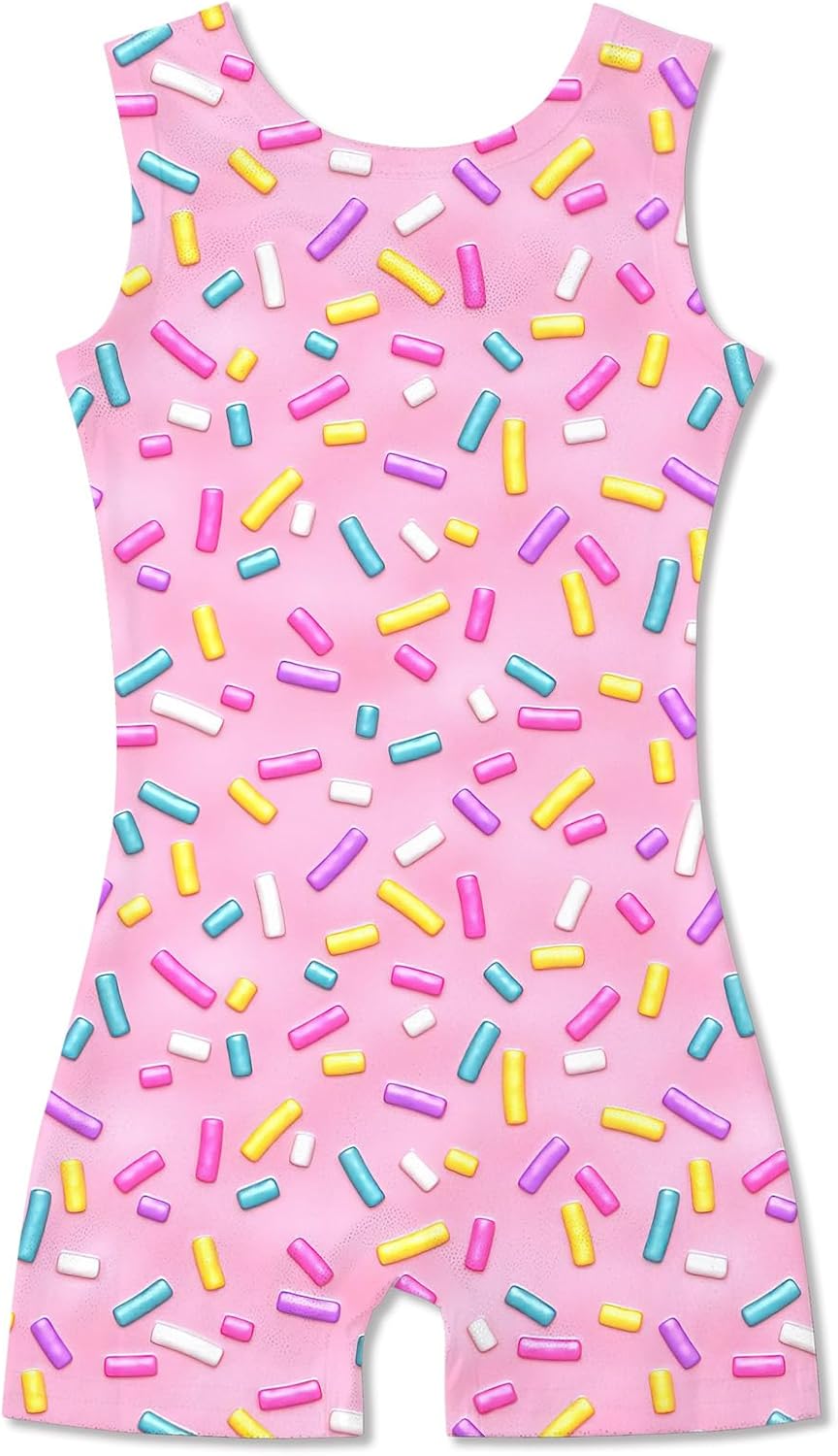 uideazone Gymnastics Leotards for Girls Sparkly Ballet Unitard with Shorts One-Piece Biketards Outfits for Toddler 2-9T