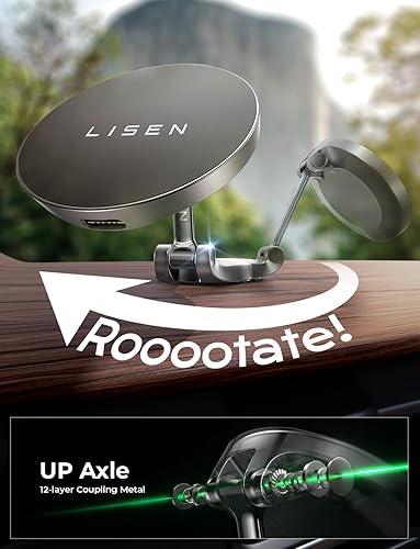 Miniatura 7 de LISEN Magsafe - Cargador de coche 15 W PRO Cargador de coche inalámbrico para iPhone, soporte magnético para teléfono, tablero de automóvil, soporte