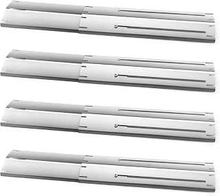 Adjustable Heat Plate Shield, Universal Heat Burner Tents, Heavy Duty Flame Tamer for Charbroil and Other Gas Grill Models, BBQ Replacement Parts, Extends from 11.75" up to 21" L (4 Pack)