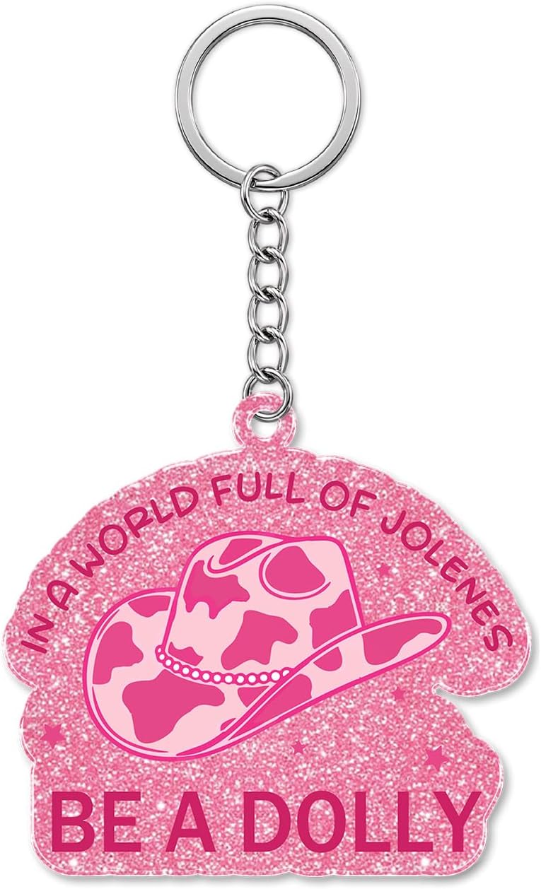Pink Cowgirl Keychain, Music Lover Gifts for Besties