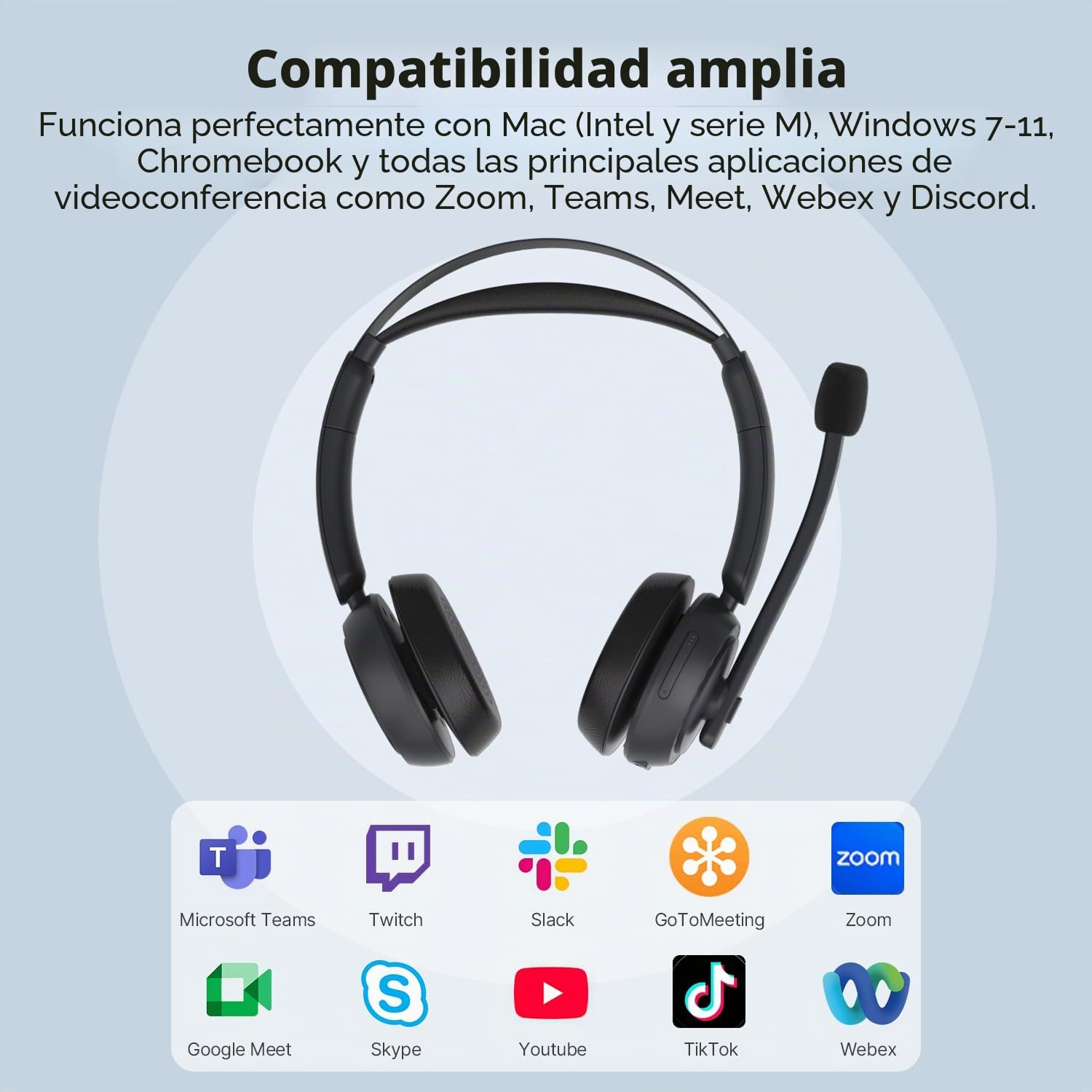 NEARITY EP320 Auriculares Inalámbricos con Micrófono para Trabajo, Bluetooth con Cancelación de Ruido, Tipo A Dongle para PC, Base de Carga & Cancelación de Ruido para Oficina/Hogar/Call Center