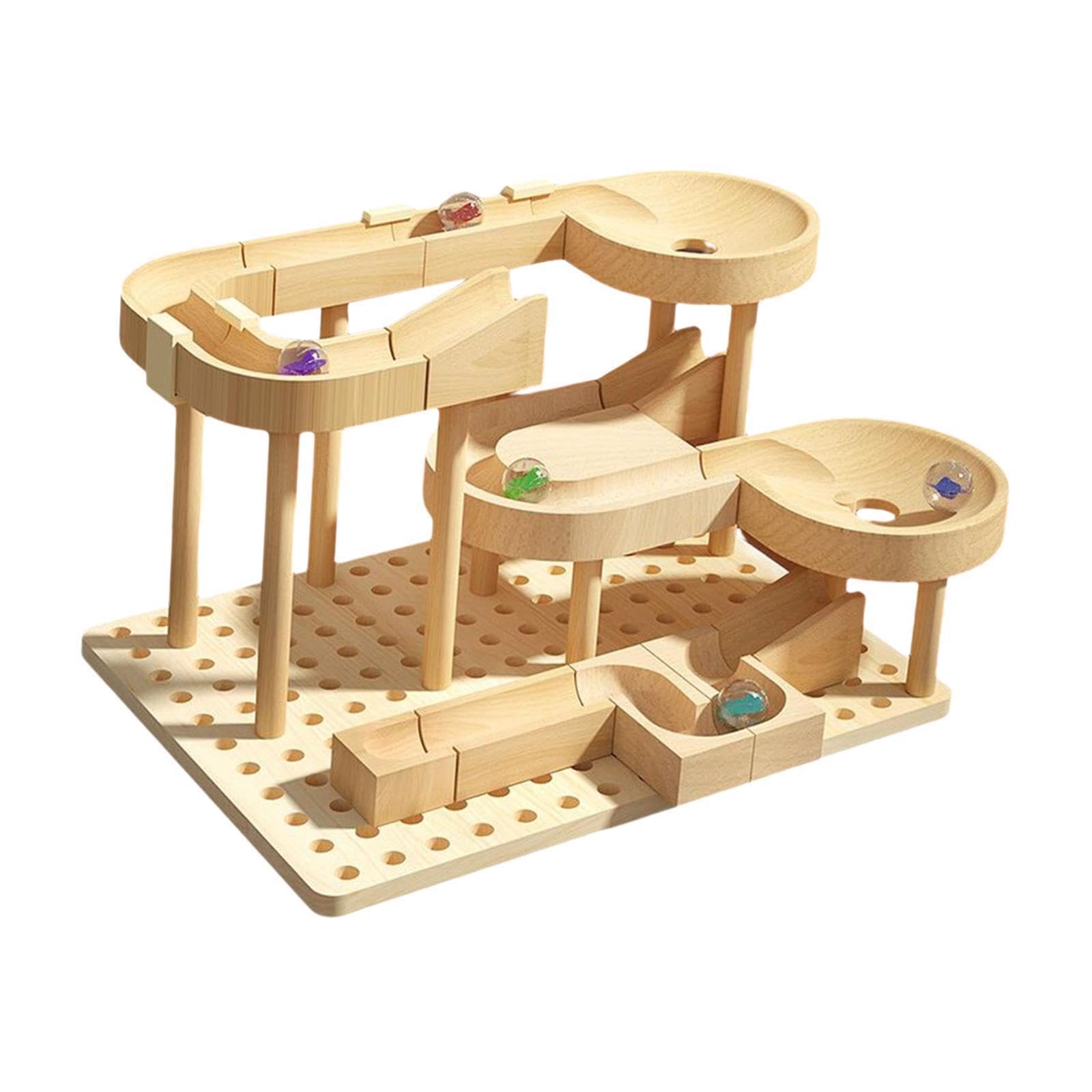 TUXCAXIl coinvolgente Giocattolo per biglie con Pista in Legno Fai da Te Libera l'immaginazione con esperienze pratiche. Gioco educativo Sicuro. Giocattolo