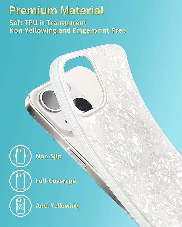 SCORPIFY for iPhone 13 Case [Compatible with MagSafe] with White Pearl Design, Cute Clear Magnetic Phone Cover for Women Girls and Men, Slim Bumper with Mother of Pearl Shell Pattern by SCORPIFY - Image 7