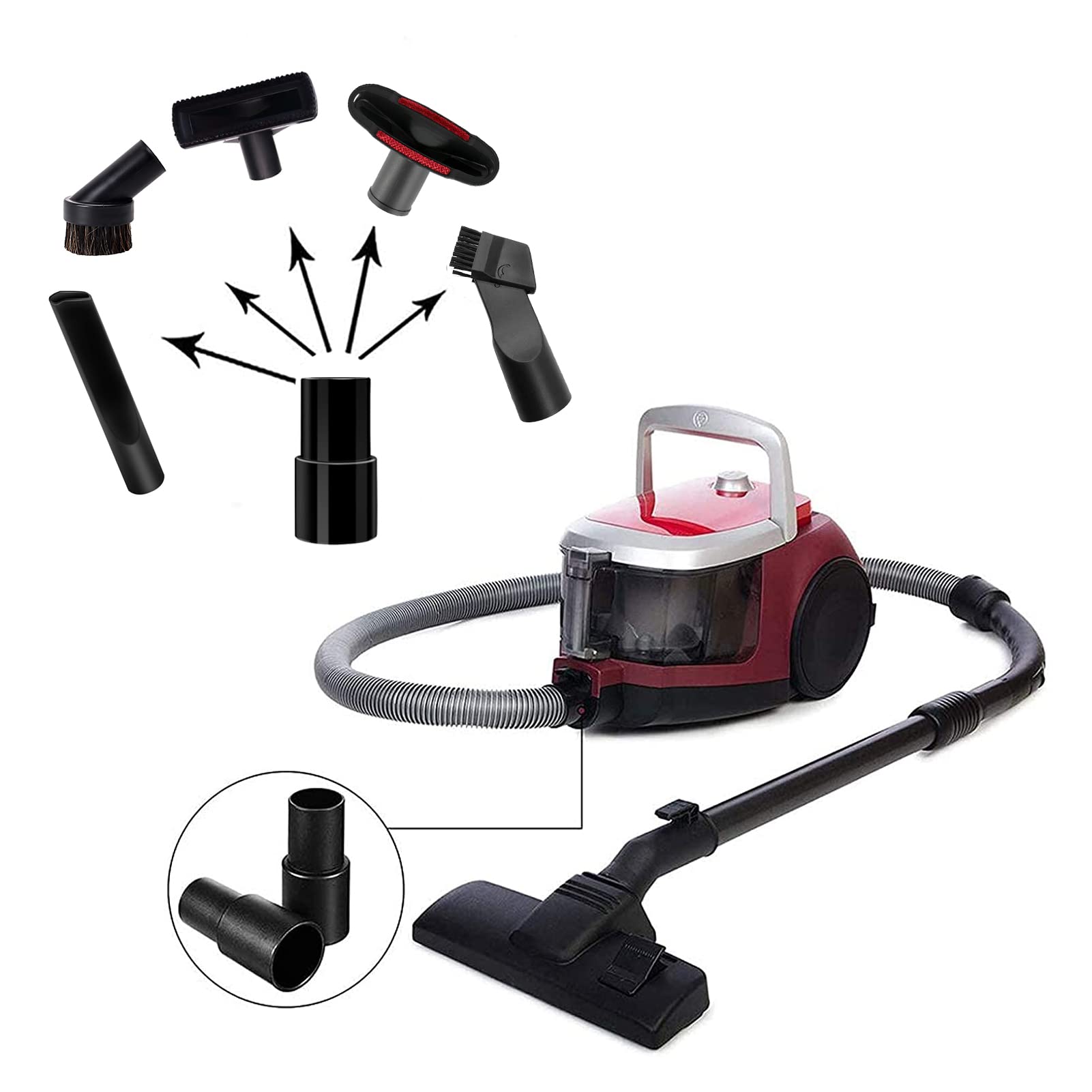 Accesorios y cepillos de vacío de 1 1/4 pulgadas para accesorios de aspiradora de tienda, kit de limpieza del hogar, boquilla de cepillo, herramienta para hendiduras con adaptador para manguera de 1 a