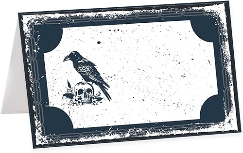 Miniatura 8 de Andaz Press Paquete de 24 tarjetas de mesa de Halloween para colocar la mesa, con puntuaciones para plegarse fácilmente de 2 x 3.5 pulgadas,