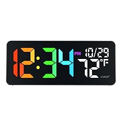 La Crosse Technology 513 1411 Color Changing Digital LED Wall Clock with Indoor Temperature product
