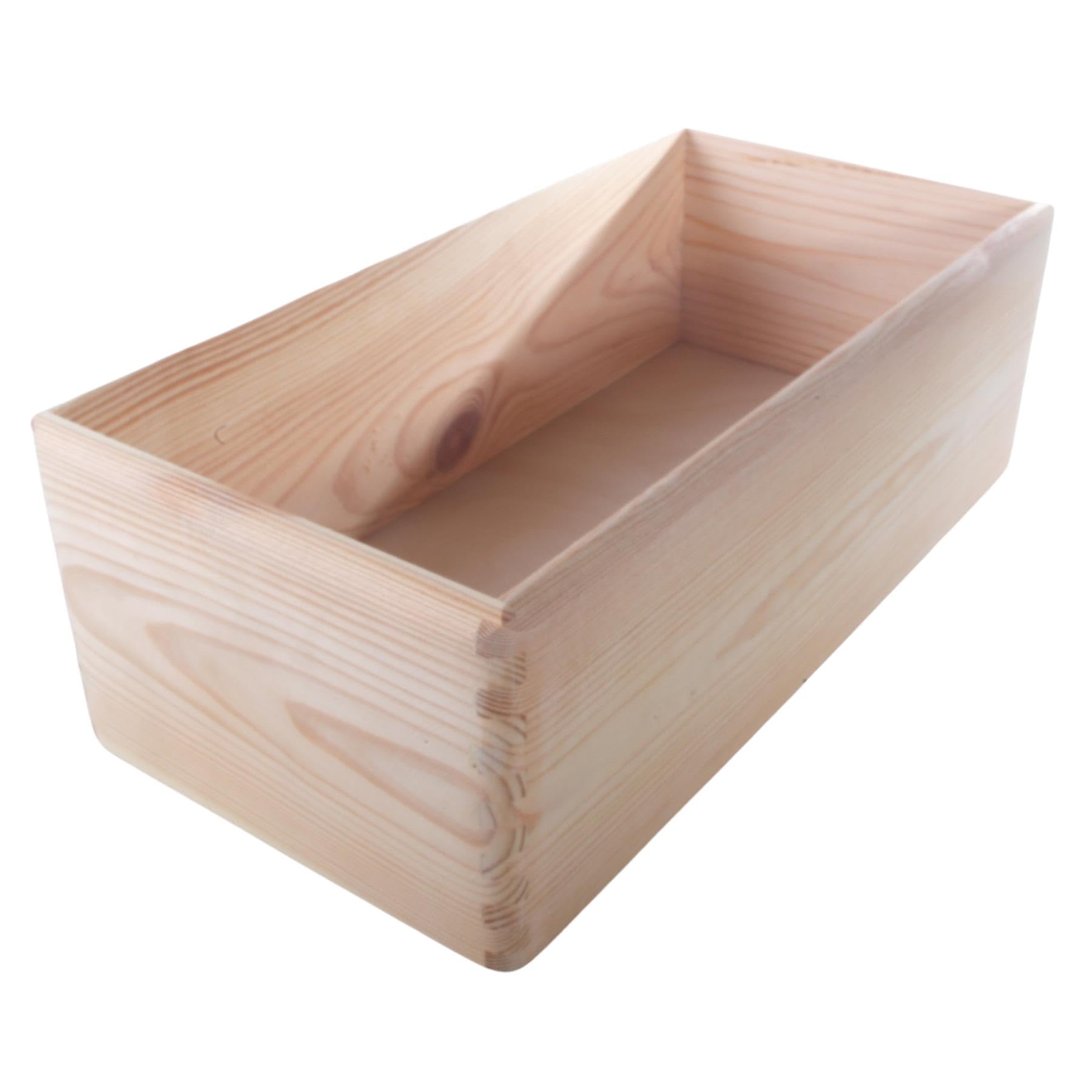 Woodeedoo Rectangular Wooden Storage Crate Box 40X20X13Cm Natural Pine Kitchen Shelf Organiser Pantry Bin Drawer Insert Container from B&Q