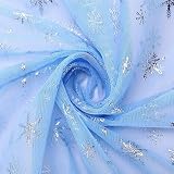 Gejoy 59 x 393 Inch Snowflake Silver Foil Sheer Fabric Tulle Ribbon Netting for Christmas Tree Decorations Gift Wrapping Birthday Wedding Party Decor DIY Sewing Crafts