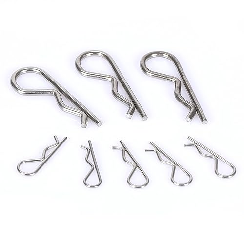 Kit surtido de 20 pasadores de chaveta, clips R resistentes chapados en zinc, kit surtido de sujetadores de resorte, clips de enganche, clip de
