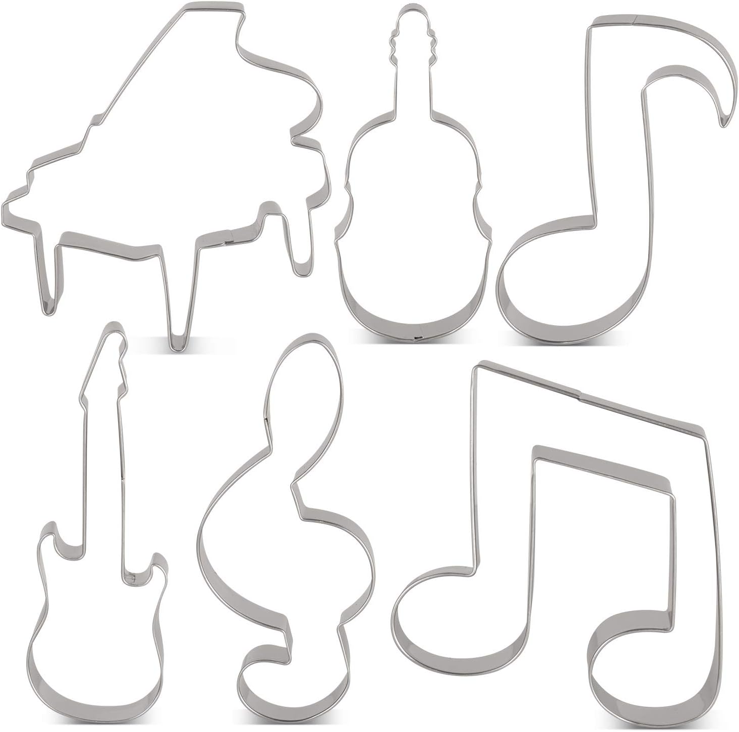 LILIAO Music Cookie Cutter Set 6 Piece Violin, Piano