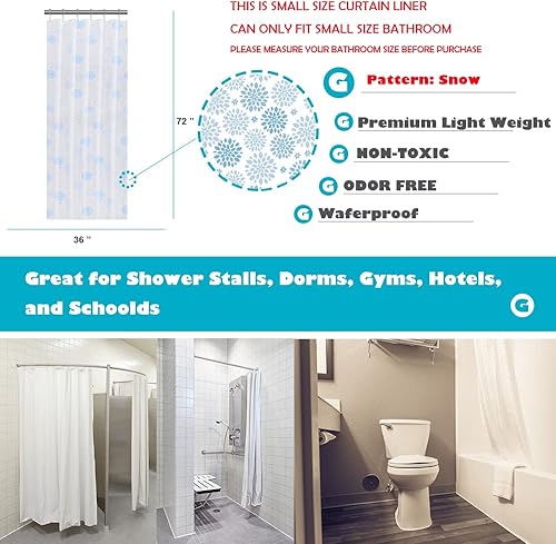 Miniatura 9 de Ga-Geetopia Nuevo diseño de panal 3D  Forro de cortina de ducha de plástico EVA azul, peso ligero de 72 x 72 pulgadas, forro de cortina de baño para