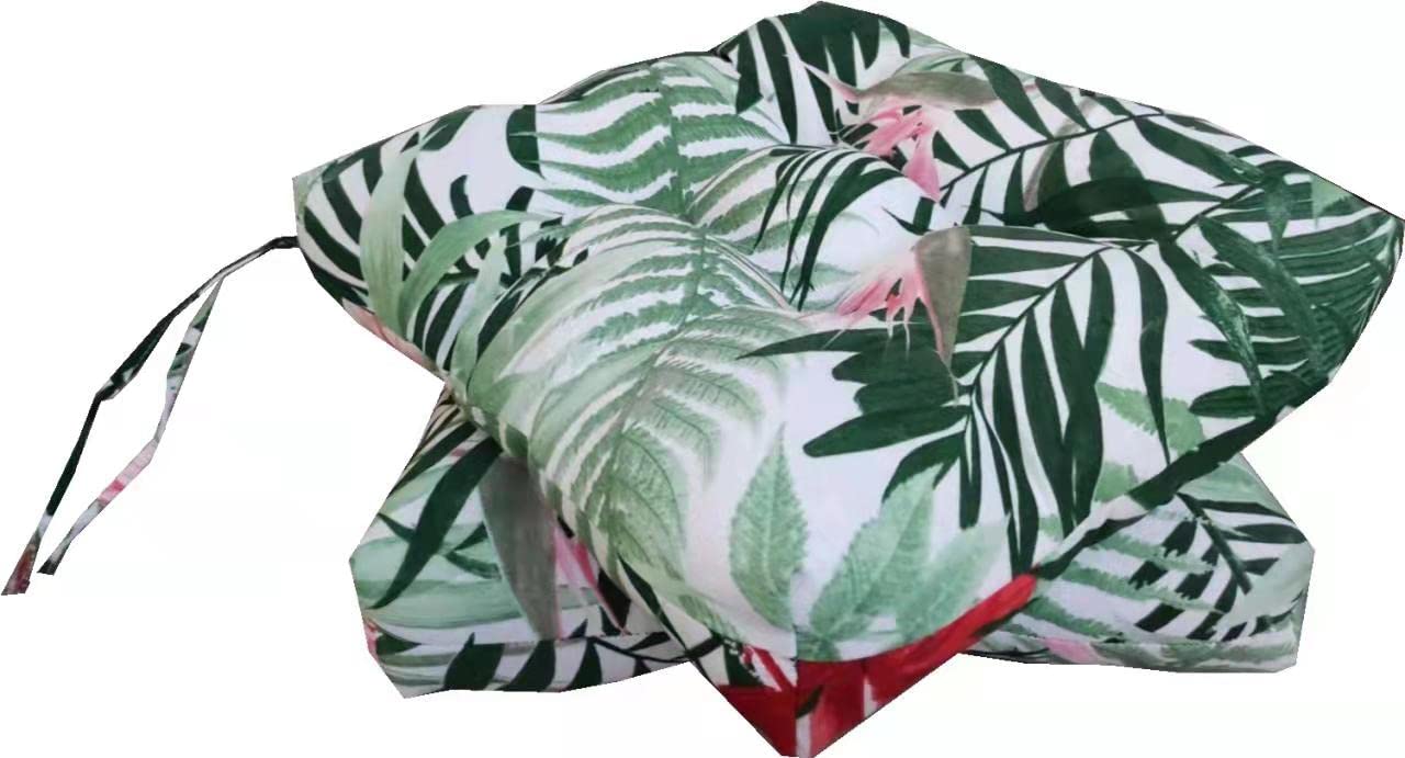 Genérico Cojines para Silla, 40x40 CM, Acolchados, Relleno de Algodón 7cm, Ideal para la Decoración de Cocina y Salón, Comedor y jardín. Fabricados en España (Pack 2 Unidades, Hojas Flores Rojas)