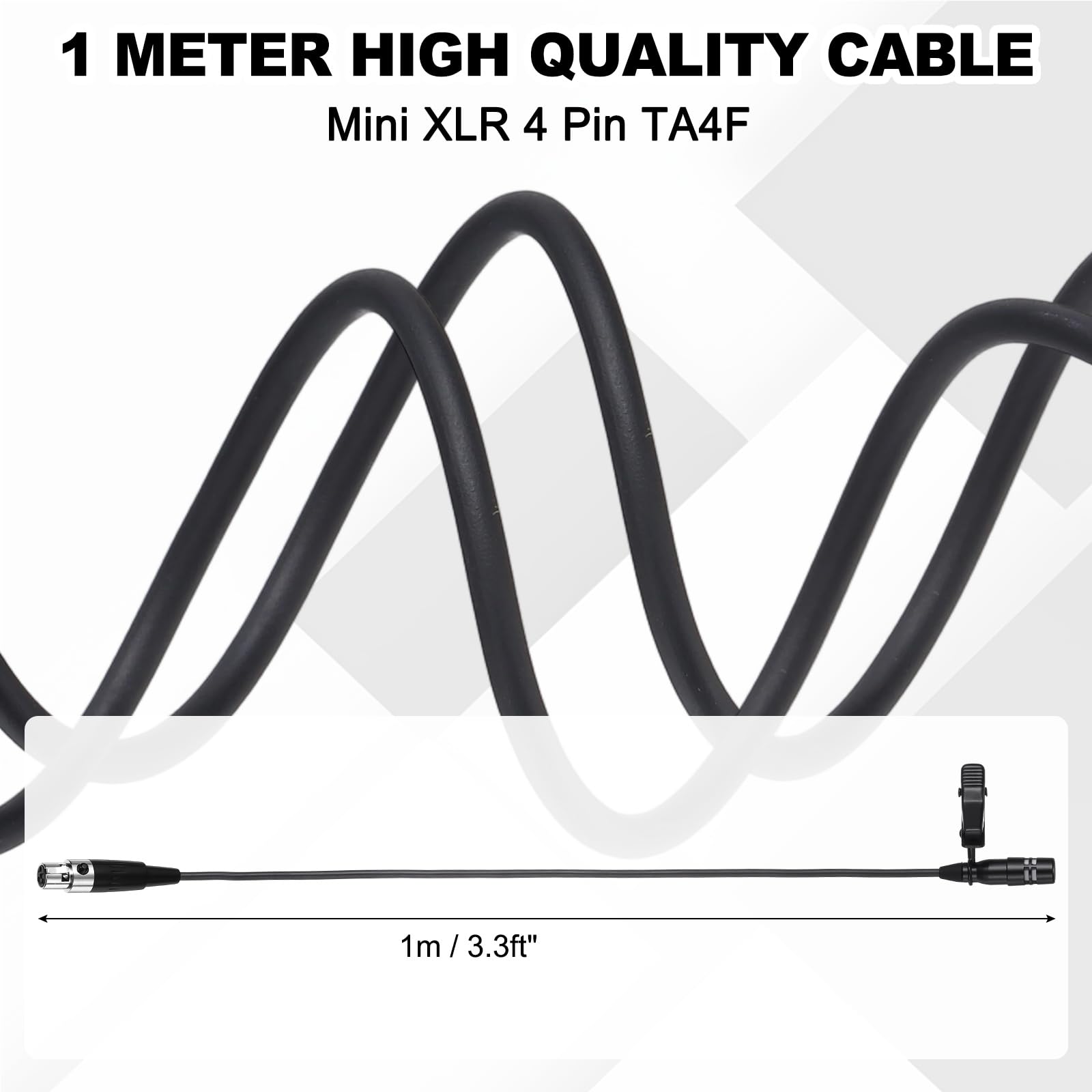 QUARKZMAN Microfono Lavalier Da Lapel Mini XLR 4 Pin TA4F Plug Microfono A Condensatore Da Collare 1m Cavo Microfono Lavalier Mini Direzionale Per Presentatori Musicisti Attori