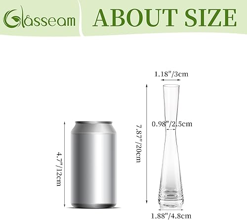 Miniatura 2 de Glasseam - Florero de cristal transparente, juego de 3 jarrones delgados de 9.65 pulgadas de alto, moderno, decorativo, hecho a mano, pequeños