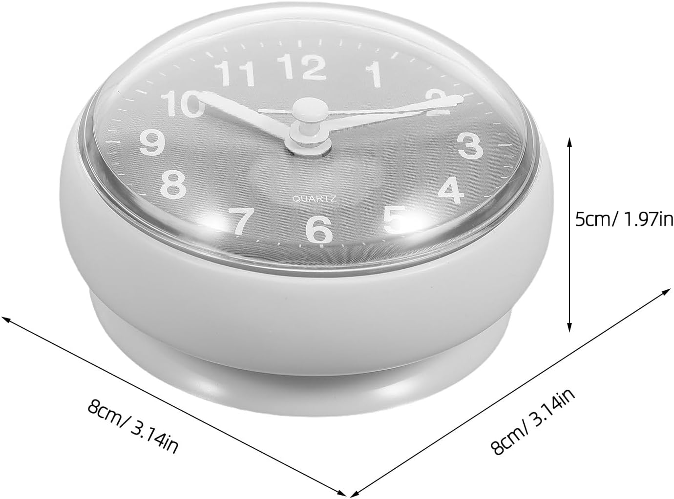 UKCOCO Waterproof Bathroom Shower Clock with Large Suction, 3.2", Grey