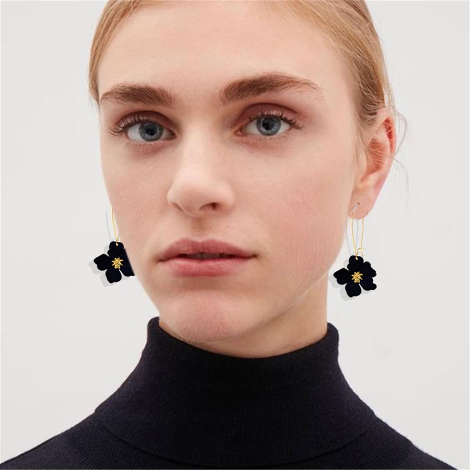 WCRAZYE Bohemian Daisy Flower Earrings Necklace Sets for Women Unique Trendy Boho Matte 3D Gold Flower Floral Petal Statement Earring Wedding Jewelry