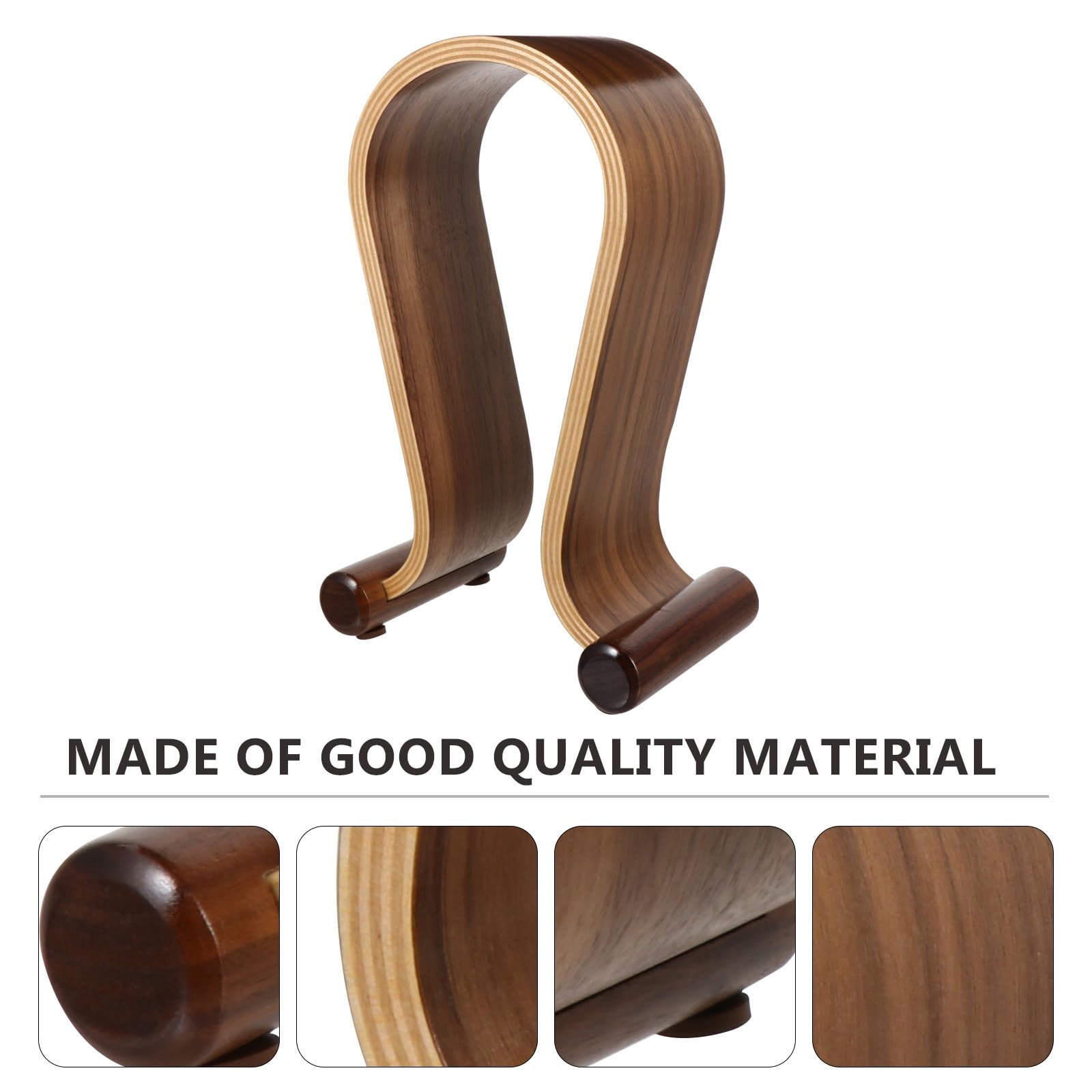 Support pour Casque Audio en Bois Noyer Stable et Robuste Accessoire Bureau Gaming