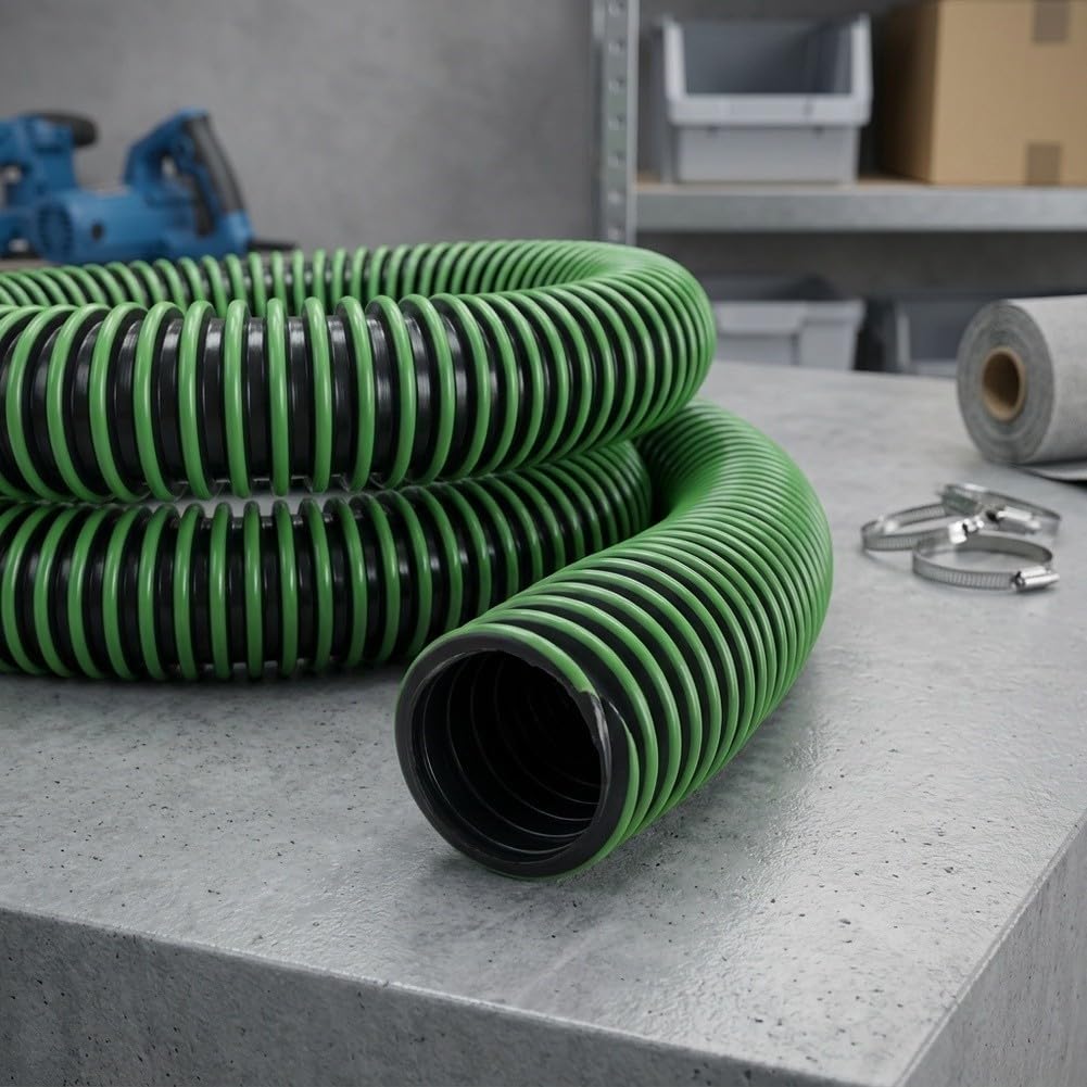 Tubo flessibile per aspirapolvere in ABS verde, 5 m, resistente (5 m)