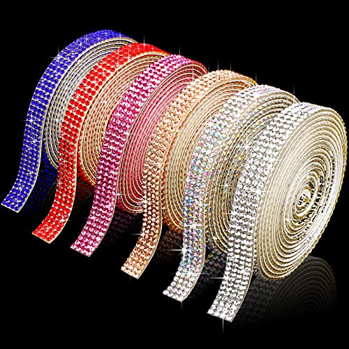 Outus Crystal Rhinestone Diamond Ribbon Crystal Self Adhesive Diamond Bling Rhinestone Ribbon Roll DIY Decoration Sticker for Valentine Birthday Gifts Crafts Party Decor(Mixed Colors, 12 Yards)