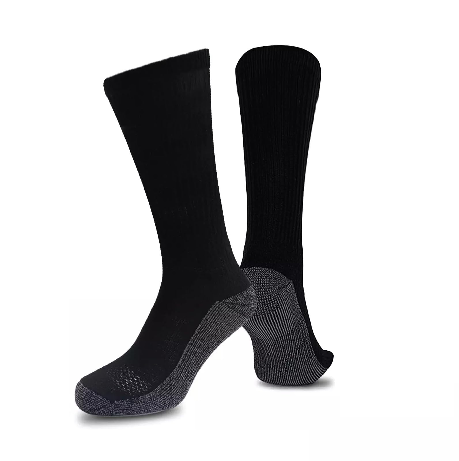 10 Pairs Men's BIG FOOT Winter Warm Work Socks Cushioned Sole Contrast Heel Toe Size 11-14 (Black)
