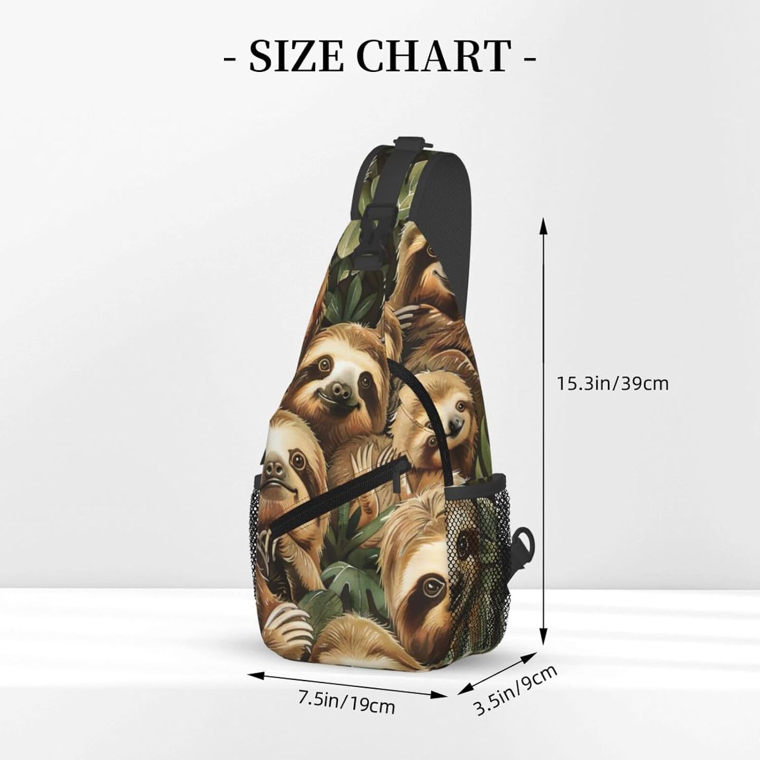 Durable Lightweight Cute Sloth Print Cross chest bag diagonally for Travel Commute Daily Use