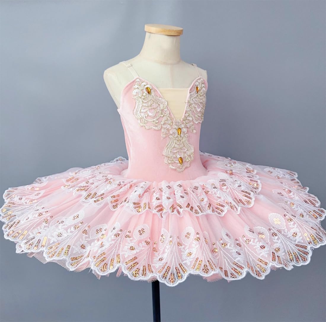 Vestido de Ballet con tutú y panqueque para niñas, Vestido de actuación de Ballet, Falda de Leotardo con tutú de Fiesta de Lujo de Little Swan para niñas Ropa de Baile